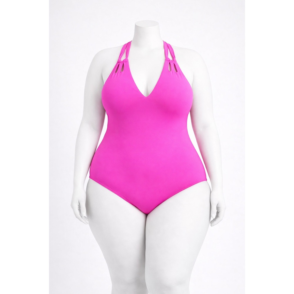 Becca ETC Womens One Piece Swimsuit Color Code Strappy Crisscross Pink‎ 1X 16-18